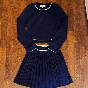 Navy Blue Two-Piece Set with White Trim